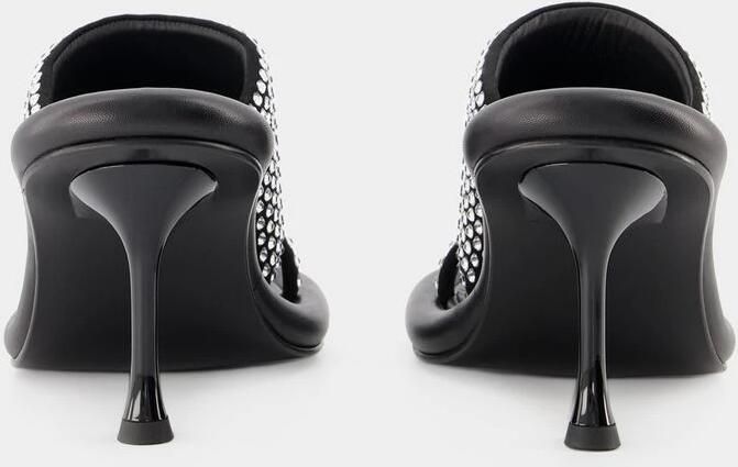 JW Anderson Zwarte Leren Hakken met Zilveren Kristallen Black Dames - Foto 3