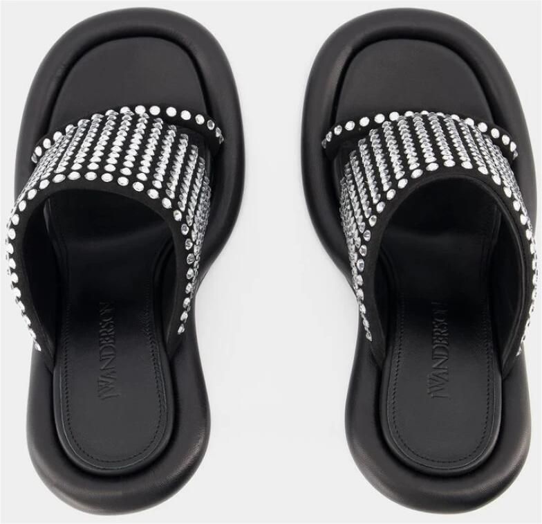 JW Anderson Zwarte Leren Hakken met Zilveren Kristallen Black Dames - Foto 2