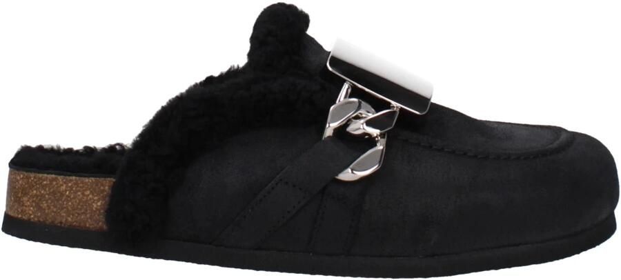 JW Anderson Zwarte leren slof met bont aan de binnenkant