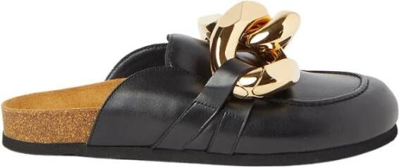 JW Anderson Stoere Chain Leren Loafer Mules Black Dames