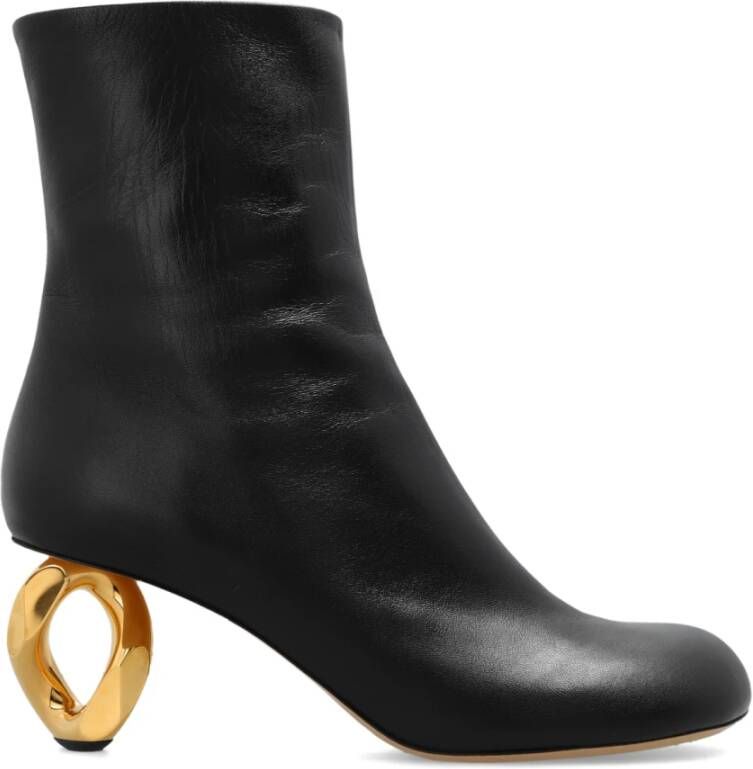 JW Anderson Zwarte leren enkellaarzen met 6 cm hak Black Dames