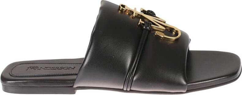 JW Anderson Luxe Nappa Leren Sliders Zwart Dames