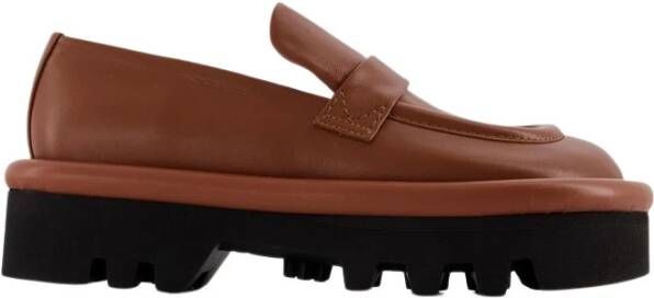 JW Anderson Oranje Leren Bumper Chunky Flats Brown Dames