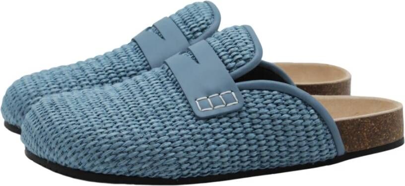 JW Anderson Raffia Muiltjes met Lederen Details Blue Dames
