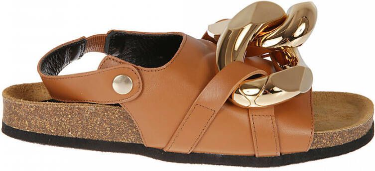 JW Anderson Zwarte Leren Ketting Sandalen Brown Dames