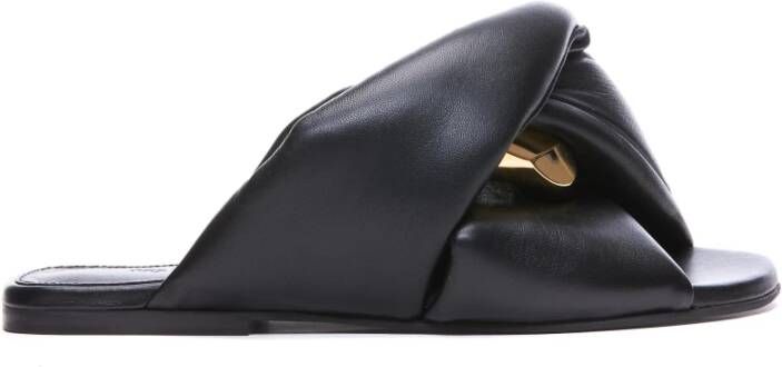 JW Anderson Zwarte platte sandalen met kettingdetail Black Dames