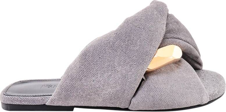 JW Anderson Stijlvolle Denim Sliders met Kettingdetail Grijs Dames
