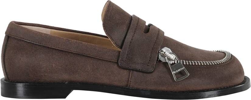 JW Anderson Walnoot Biker Mocassin met Rits