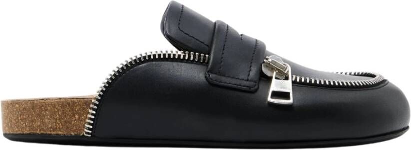 JW Anderson Zwarte leren biker loafer muilezels