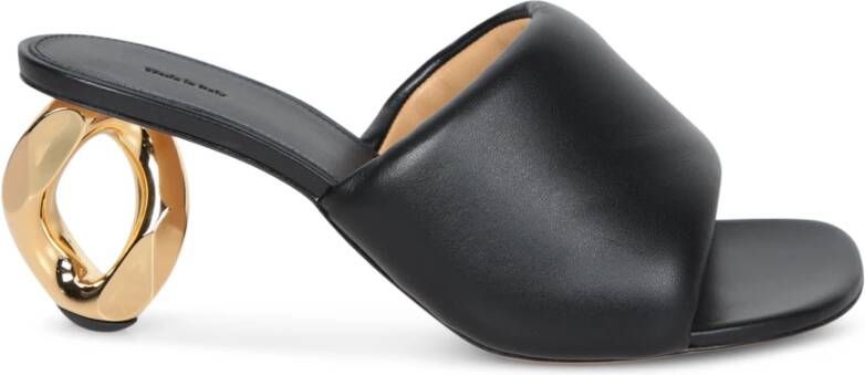 JW Anderson Zwarte Leren Kettinghak Sandalen