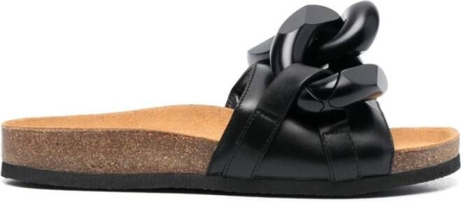 JW Anderson Zwarte Sliders met Kettingdetail Zwart Dames