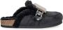 JW Anderson Zwarte suède muiltjes met shearling details - Thumbnail 1