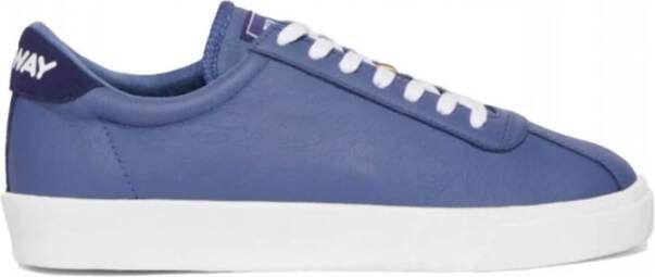 K-way Blauwe Leren Lage Tennis Sneakers Blue Heren