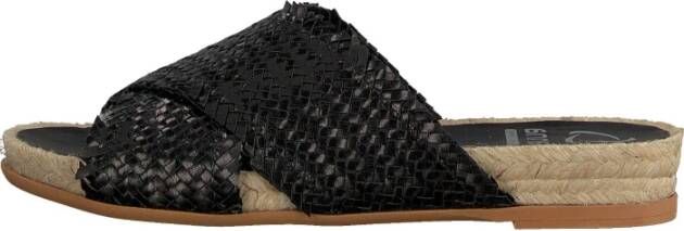 Kanna Zwarte Franje Leren Slippers