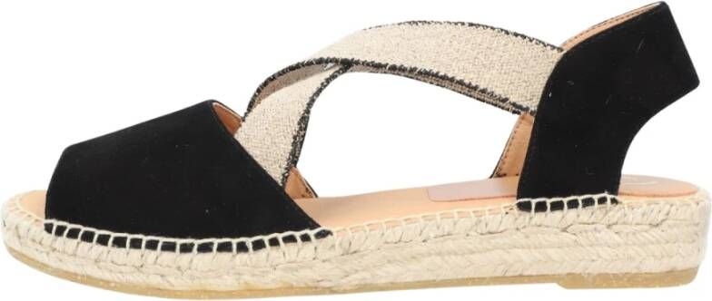 Kanna Zwarte Suède Espadrilles met Metalen Accenten