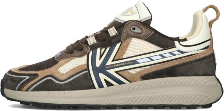 Kaotiko Vancouver Tech Sneakers Heren Leren Sneaker Bruin