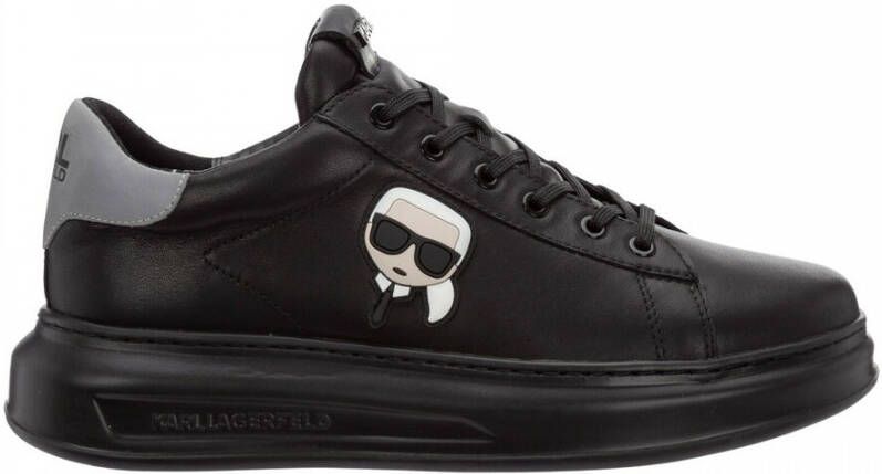 Karl Lagerfeld men's shoes leather trainers sneakers Kapri K Ikonik Zwart Heren