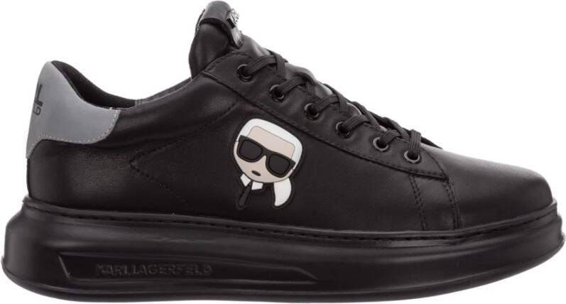 Karl Lagerfeld men's shoes leather trainers sneakers Kapri K Ikonik Zwart Heren