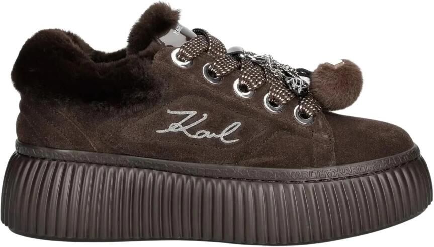 Karl Lagerfeld Sneakers laag donkerbruin goud
