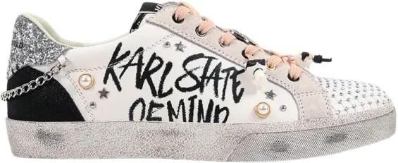 KARL LAGERFELD JEANS Sneakers laag 'Skool State Of Mind' zwart zilver parelwit offwhite