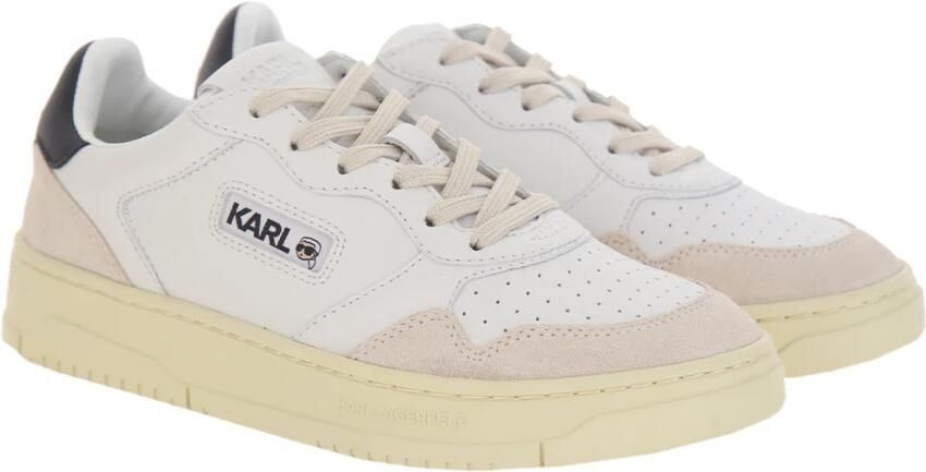 Karl Lagerfeld Witte Leren Lage Sneakers met Veters