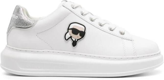 Karl Lagerfeld Leren sneakers met glitterdetails White Dames
