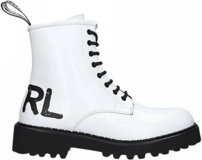 Karl Lagerfeld Witte Enkellaarzen Casual Gesloten Platte Schoenen White Dames