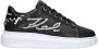 Karl Lagerfeld Kapri Whipstitch Dames Sneakers Schoenen Sneaker Leer Zwart KL62572 - Thumbnail 2