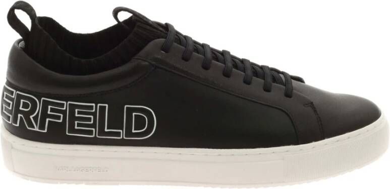 Karl Lagerfeld Zwarte Mesh Detail Leren Sneakers Black Heren