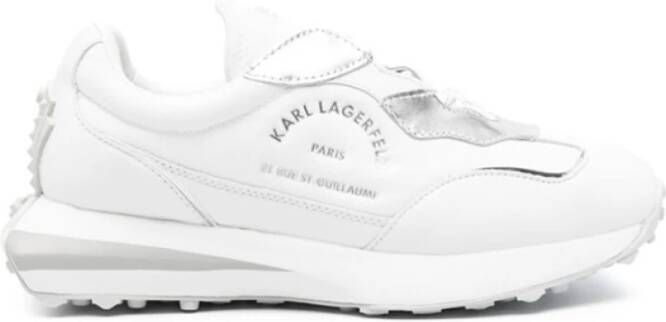 Karl Lagerfeld Witte en Zilveren Kalfsleren Sneakers White Dames