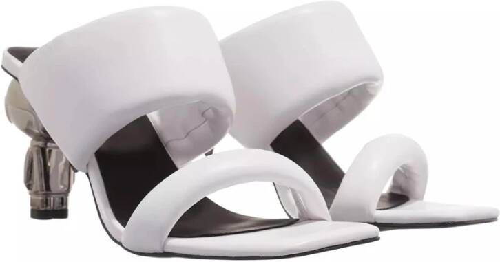Karl Lagerfeld Witte Leren Blokhak Sandalen White Dames