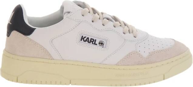 Karl Lagerfeld Witte Leren Lage Sneakers met Veters