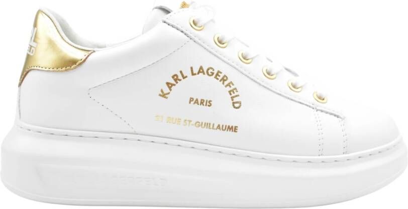 Karl Lagerfeld Witte Leren Veterschoenen White Dames