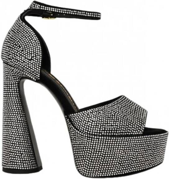 Kat Maconie Kristalversierde Suède Plateau Sandalen Black Dames
