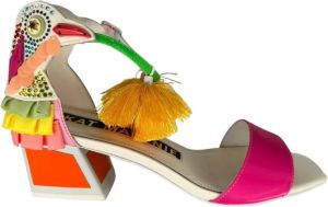 Kat Maconie Oranje Pompom Sandalen met Strass en Pailletten Meerkleurig Dames