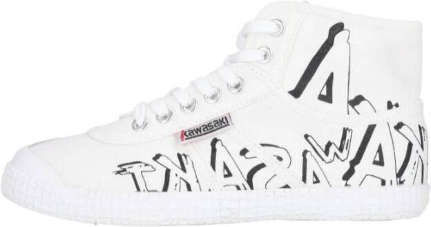 Kawasaki Graffiti Canvas Boot Wit White Dames