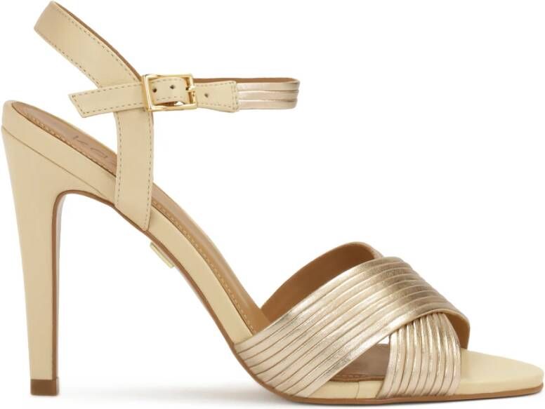 Kazar Beige en gouden sandalen met gekruiste bandjes
