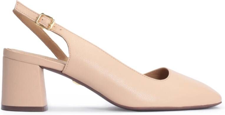 Kazar Escarpins en cuir beige avec un talon non recouvert et un bout plein