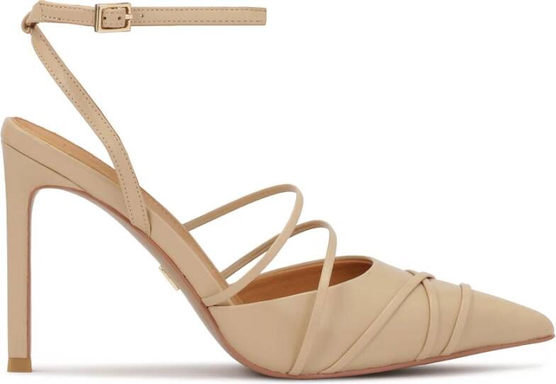 Kazar Beige leren pumps versierd met bandjes