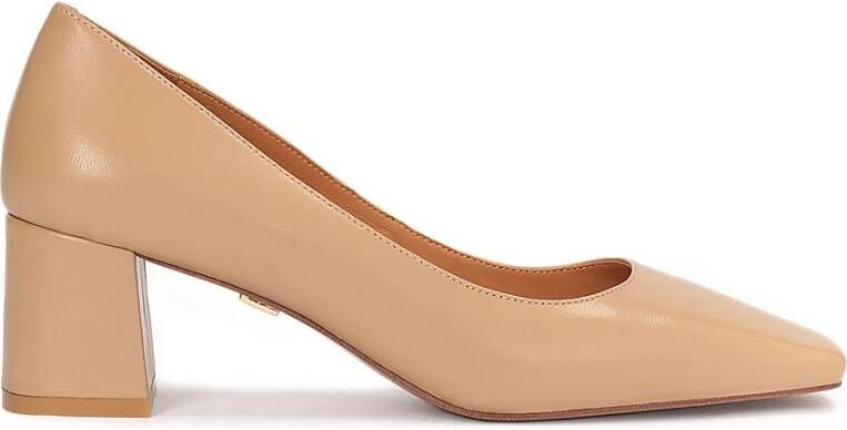 Kazar Beige leren vierkante neus pumps