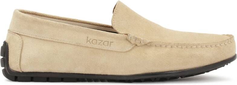 Kazar Beige mocassins met zwarte zool
