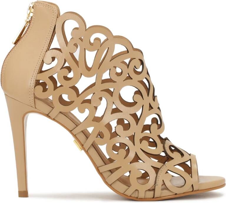 Kazar Beige peep toe laarzen met uitgesneden bovenkant