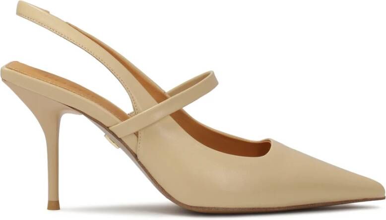 Kazar Beige pumps met open vierkante hak