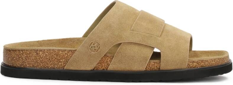 Kazar Beige suède teenslippers