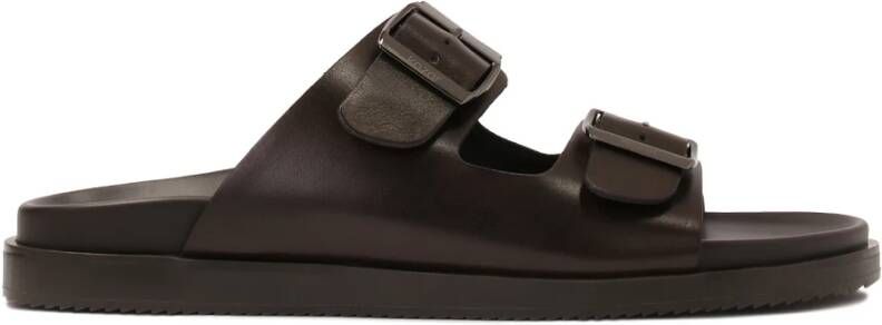 Kazar Bruin leren teenslippers