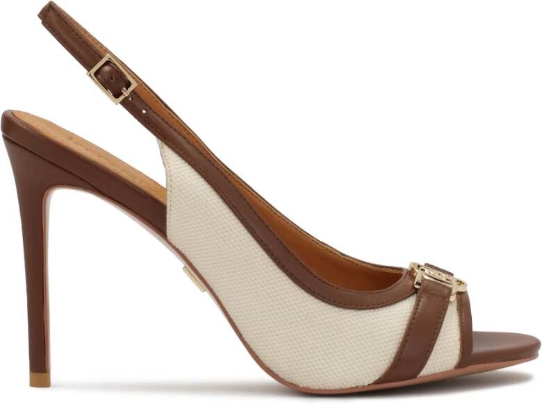 Kazar Bruine en beige leren en stoffen sandalen