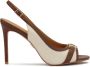 Kazar Bruine en beige leren en stoffen sandalen - Thumbnail 1