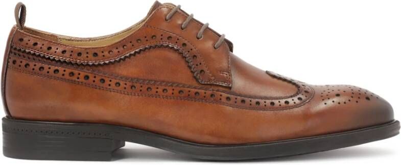 Kazar Bruine leren halfschoenen met rozetdecoratie