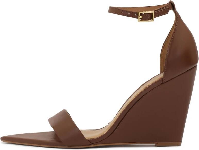Kazar Bruine leren sandalen met plateauzool