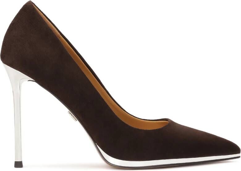 Kazar Bruine pumps met zilveren hak
